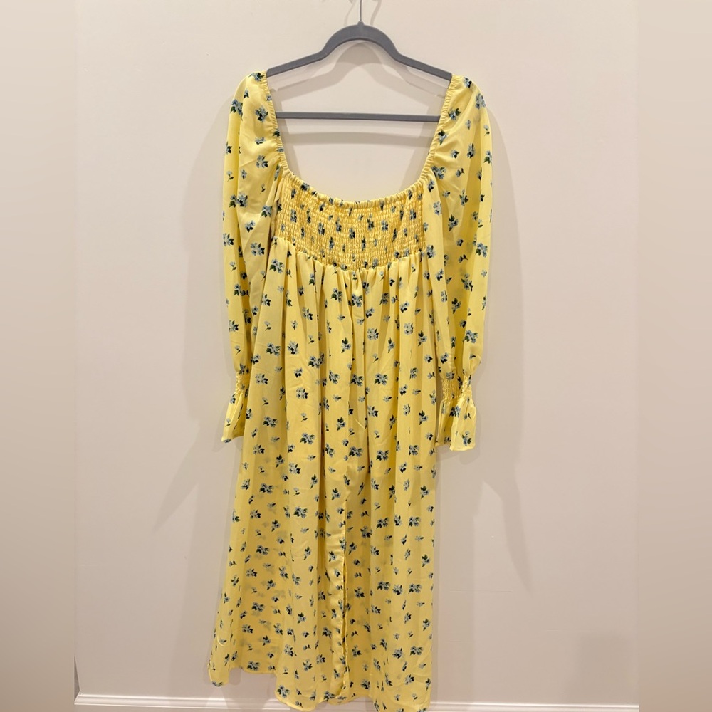 WeWoreWhat Yellow Floral Long Sleeve Dress